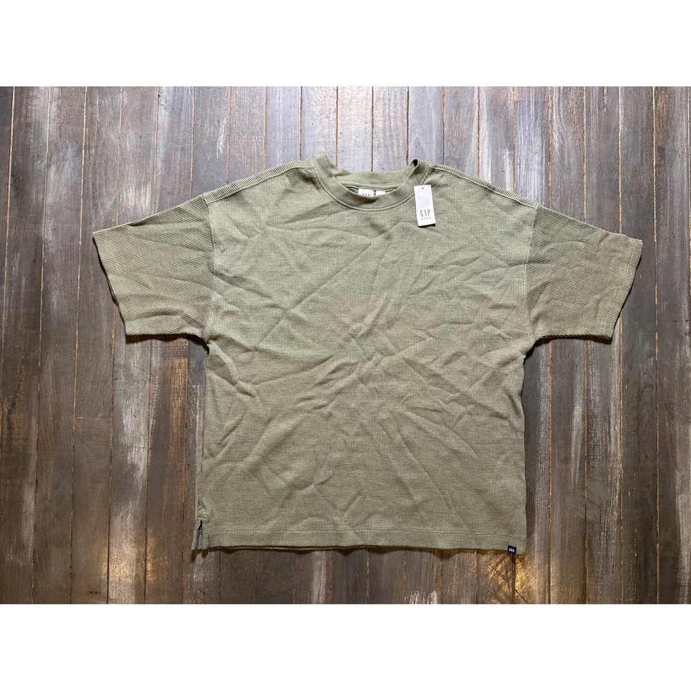 Gap Kids Olive Green Waffle Knit Short Sleeve T-Shirt Thermal Top